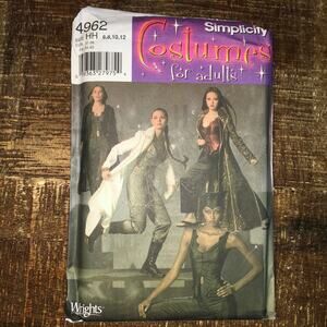 Simplicity Sewing Pattern 4962 Lara Croft Catwoman Matrix Goth Cosplay 6-12UNCUT